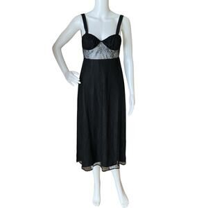 Danielle Bernstein x Macy's Lingerie-Style Lace Slip Midi Dress Size XS Black